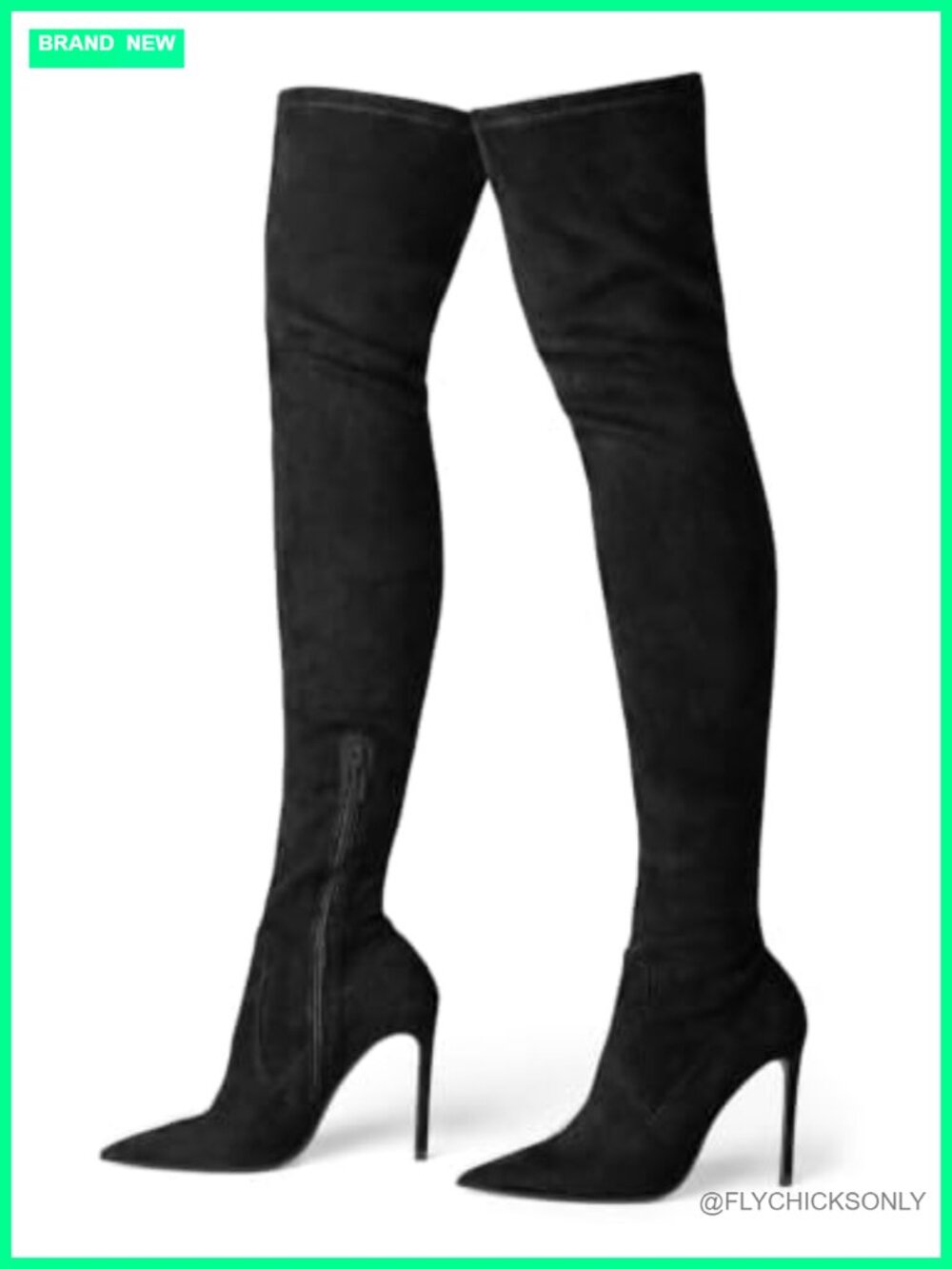 Faux Suede Thigh High Stiletto Heel Pointed Toe Over The Knee Boots